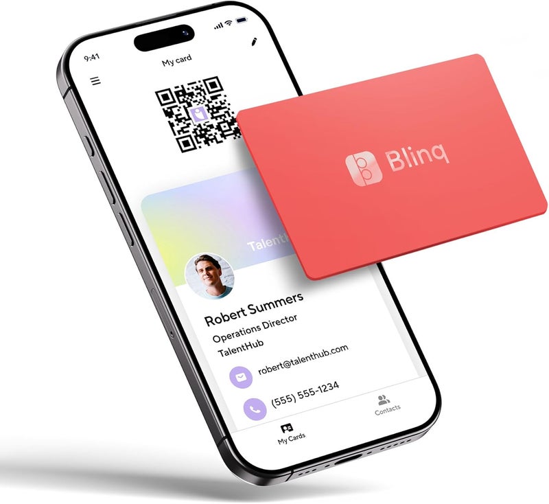 Blinq بطاقة عمل رقمية - بطاقة NFC - مشاركة فورية عبر اللمس - متوافقة مع آيفون وأندرويد (كورال) - Image 1